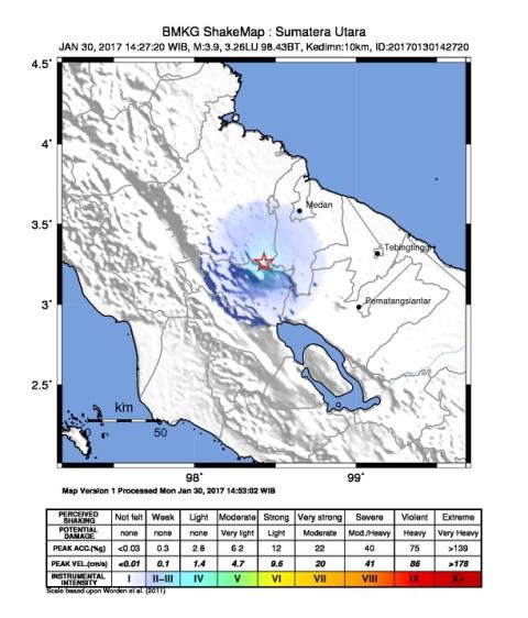 Medan Diguncang Gempa 3,9 SR Siang Tadi
