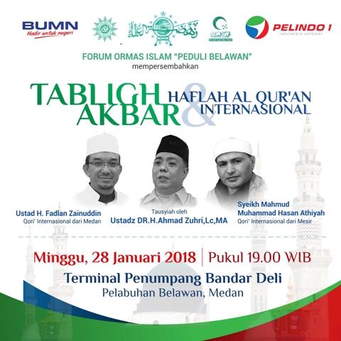 Minggu 28 Januari Mendatang, Pelindo 1 Akan Gelar Tabligh Akbar dan Haflah Alquran Internasional