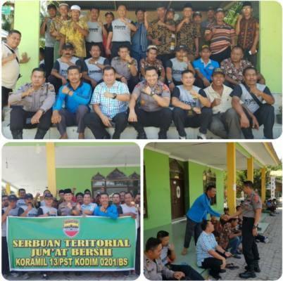 Kapolsek Percut Sei Tuan Jumat Bersih di Desa Palu