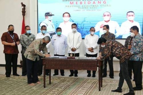 Kontrak Proyek Pembangunan SPAM Mebidang Diteken, Plt Wali Kota Medan Harapkan Mampu Penuhi Kebutuhan Air Bersih Bagi Masyarakat