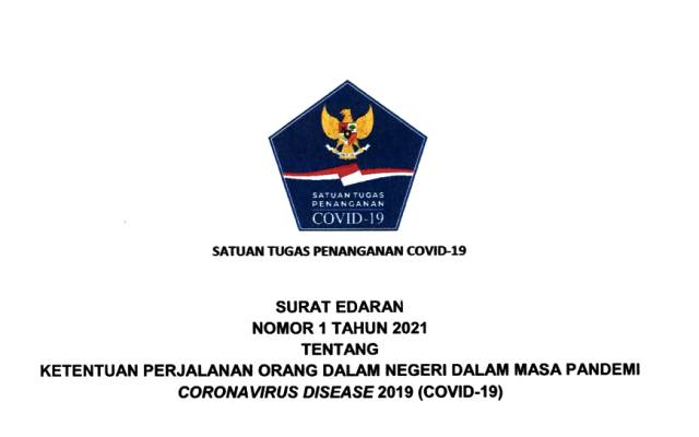 Satgas COVID-19 Terbitkan SE tentang Ketentuan Perjalanan dalam Negeri, Berlaku Mulai 9-25 Januari 2021
