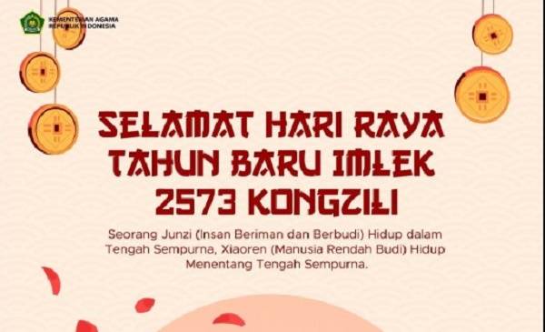 Imlek 2573 Khongzili, Menag: Semoga Harmoni, Damai, dan Sejahtera