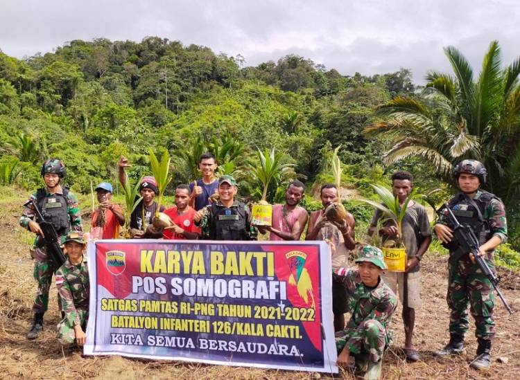 Dukung Ketahanan Pangan, Satgas Pamtas Yonif 126/KC Ajak Warga Perbatasan RI-PNG Sulap Tanah Adat Jadi Lahan Produktif