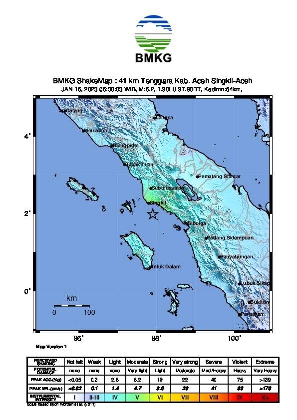  Aceh Singkil Diguncang Gempa Bumi Magnitudo 6,2