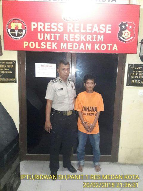 Polsek Medan Kota Tangkap Pencuri Iphone 6 di Warkop Jalan H Misbah