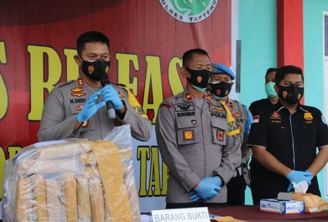 Polres Tapteng Berhasil Gagalkan Peredaran Ganja Kering Seberat 13 Kg, 2 Bandar Narkoba Diringkus