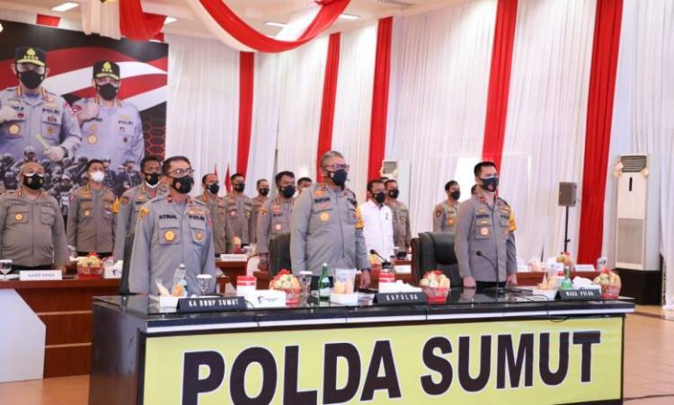 Rapim Polri 2021, Kapolda Sumut dan PJU Polda Sumut Ikuti secara Virtual