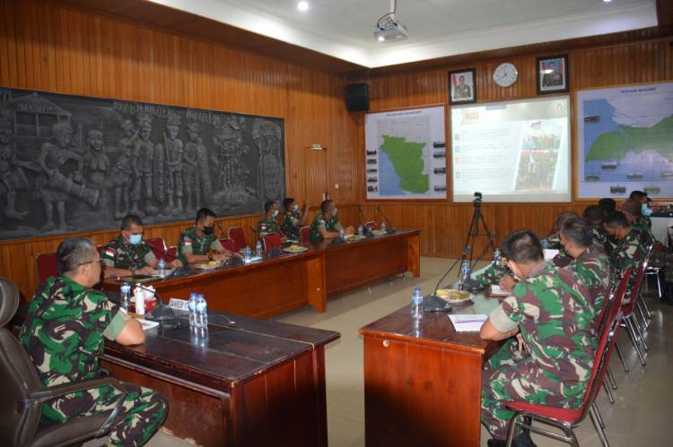 Danrem 174 Merauke Gelar Vicon Dengan Satuan Jajaran dan Satgas Yang Ada di Wilayah Korem 174/ATW