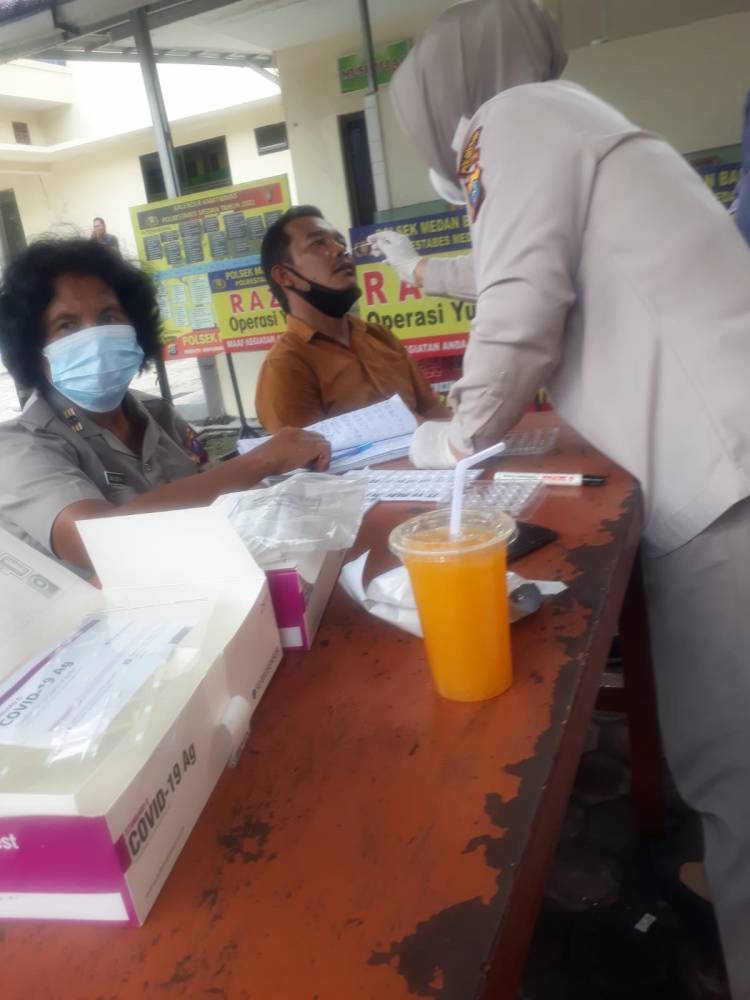 Personel Polsek Medan Baru, ASN dan PHL Lakukan Test Swab Antigen