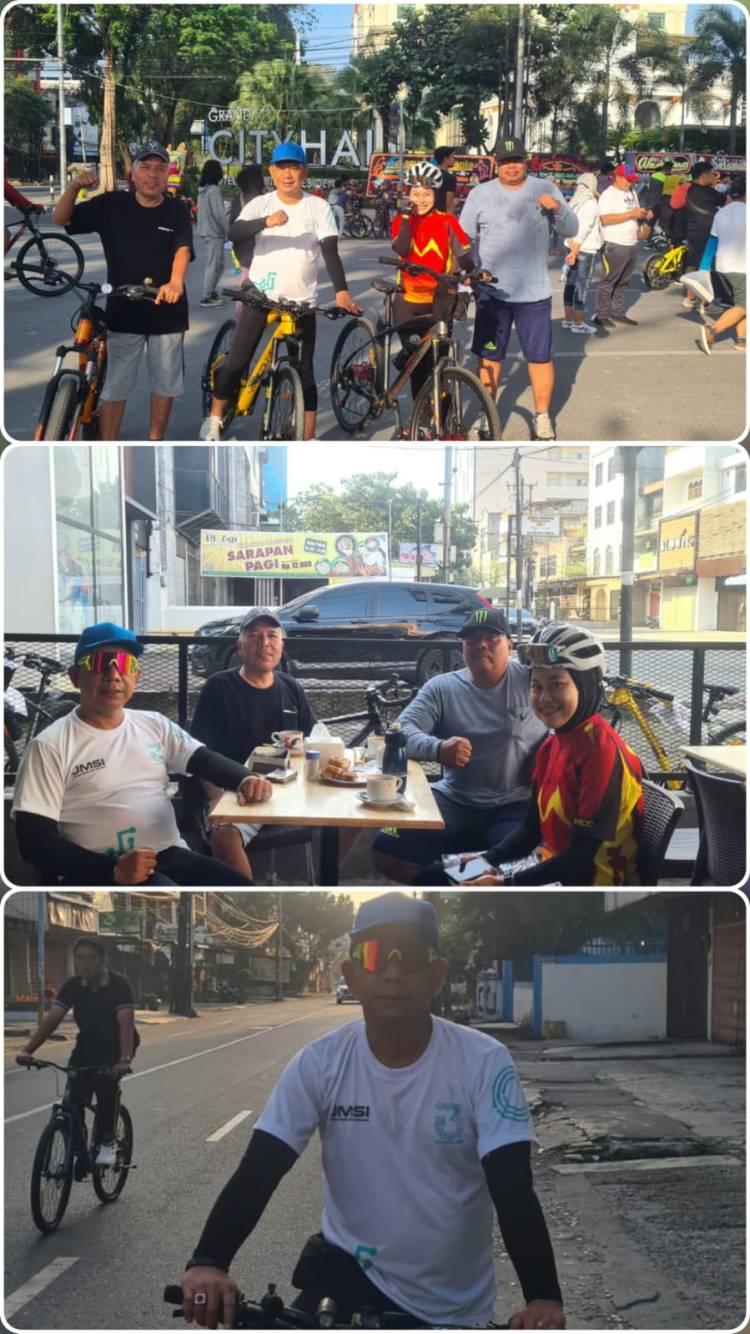Jalin Silaturahmi, Pewarta Polrestabes Medan, Nazir Masjid dan Pegawai PUD Pasar Medan Gowes Bersama