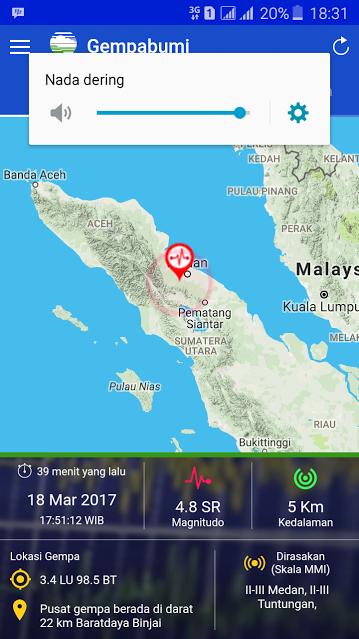 Gempa di Barat Daya Kota Binjai Dirasakan Warga Medan