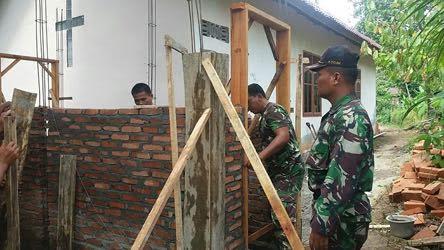 Aksi Pra TMMD Kodim 0203/Langkat Rehab Gereja GBKP Kutambaru