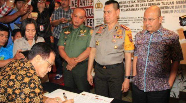 Diselenggarakan Polrestabes Medan, Walikota Medan Tanda Tangani Ikrar Bersama Anti Hoax