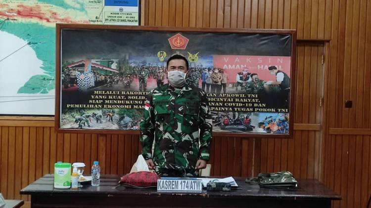 Kasrem 174 Merauke Ikuti Rakorter TNI Tahun 2021 secara Virtual