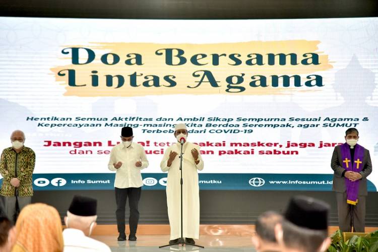 Gubernur Edy Rahmayadi Pimpin Doa Bersama Lintas Agama, Berharap Pandemi Covid-19 Segera Berlalu