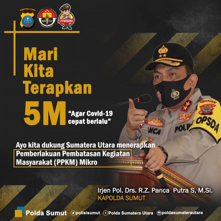 Perketat PPKM Mikro, Kapoldasu Perintahkan 6 Wilayah Zona Hijau