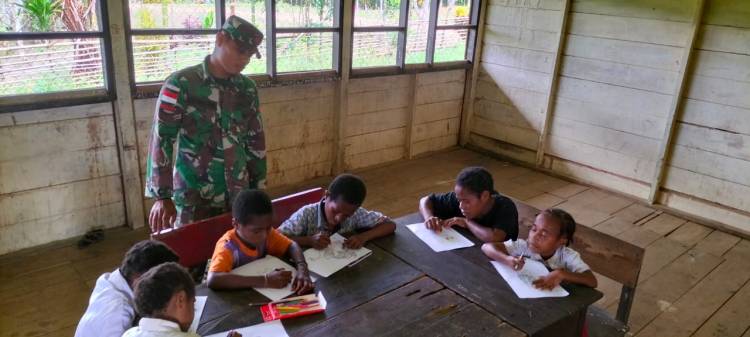 Tingkatkan Kreatifitas Anak Bangsa di Perbatasan, Satgas Yonif 126/KC Gelar Lomba Mewarnai