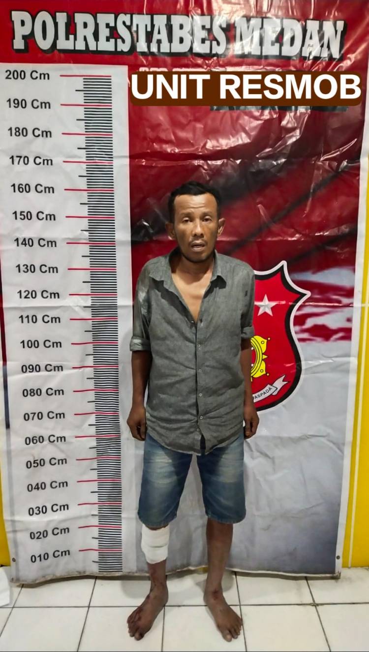 Dipimpin Kasat, Tim Resmob Presisi Reskrim Polrestabes Tembak Seorang Komplotan Curanmor di Jalan Gaharu Medan 