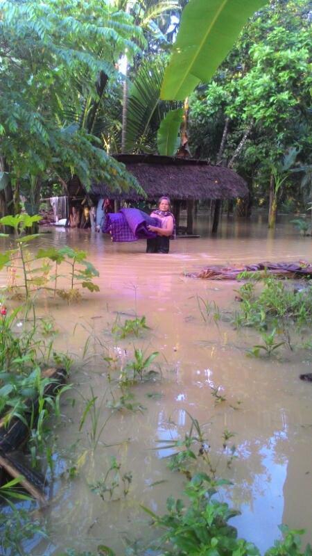 Sungai Batang Serangan Meluap, Ratusan Rumah di Tanjung Pura Terendam Banjir 