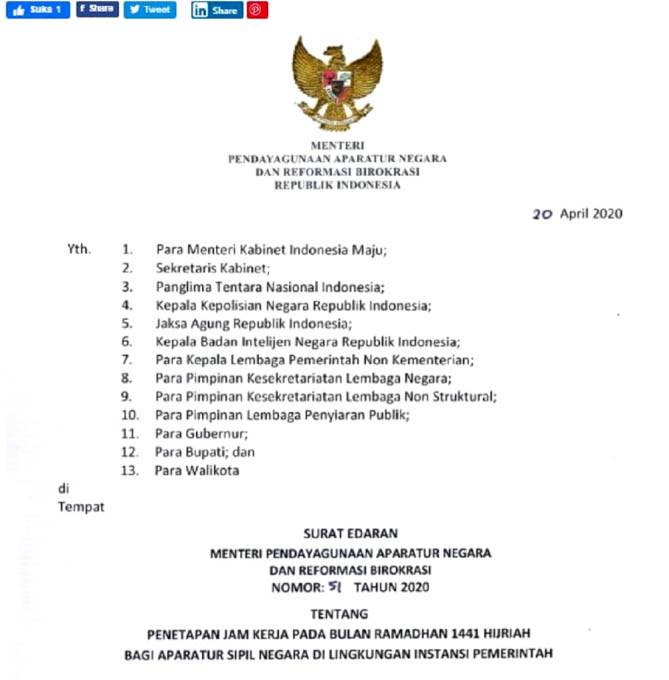 Ini Perubahan Jam Kerja ASN Selama Bulan Ramadan 