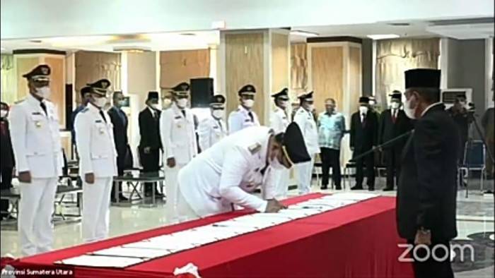 Lantik Delapan Kepala Daerah, Gubernur Sumut Ingatkan Saat Ini Sumut Peringkat Dua Masalah Hukum