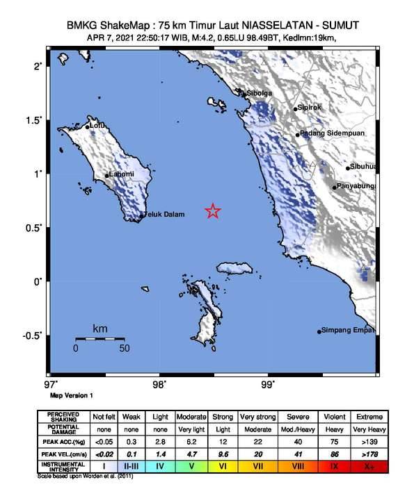 Pinangsori Tapteng Diguncang Gempa Bumi Magnitudo 4,2