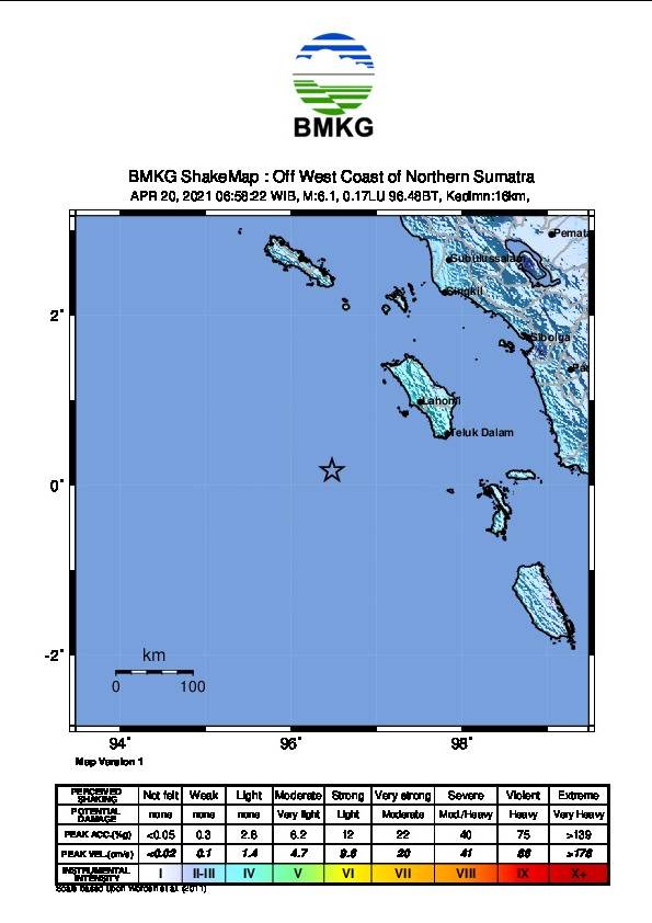 Guncangan Gempa Nias Terasa Hingga Aceh dan Sumbar