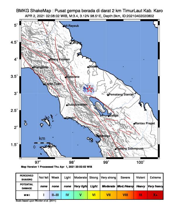 Gempa Karo, Kabanjahe dan Berastagi Berguncang