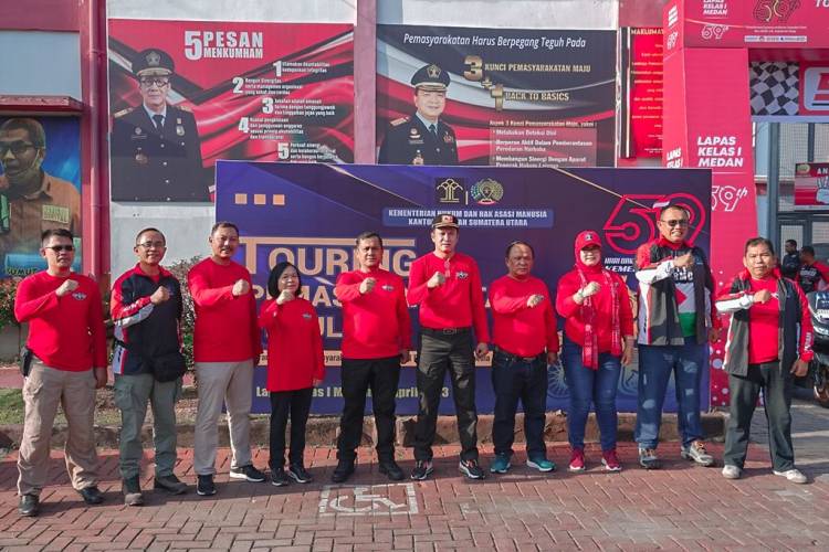 Kalapas Binjai Kanwil Kumham Sumut dan Jajaran Ikuti Touring Baksos Peringati HBP ke-59