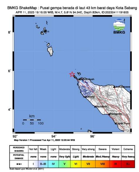 Wilayah Aceh Besar Diguncang Gempa Bumi Magnitudo 4,7