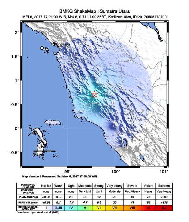 Gempa dengan Kekuatan 4.6 SR Guncang Mandailing Natal 