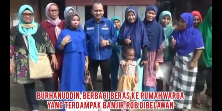 Wakil Sekretaris Partai Demokrat Sumut, Burhanuddin SE Bagikan Beras Kepada Korban Banjir Rob di Belawan
