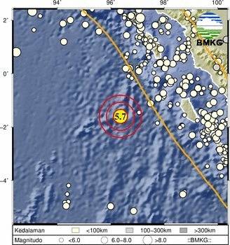 Nias Selatan Diguncang Gempa Bumi Magnitudo 5,7