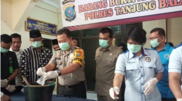 Polres Tanjung Balai Gelar Pemusnahan Barang Bukti Narkoba