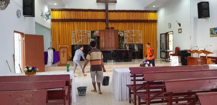 Polsek Kutalimbaru Laksanakan Minggu Berkat di Gereja GBKP Runggun Suka Rende