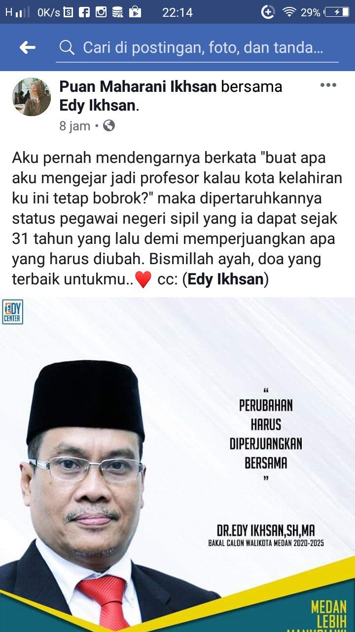 Doa Menyentuh Puan Buat Edy Ikhsan