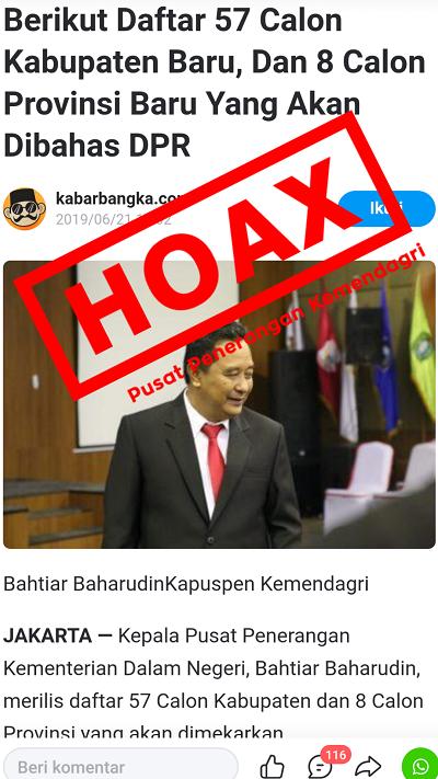 Puspen Mendagri Bantah Rilis Daftar 57 Calon Kabupaten dan 8 Provinsi yang Akan dimekarkan