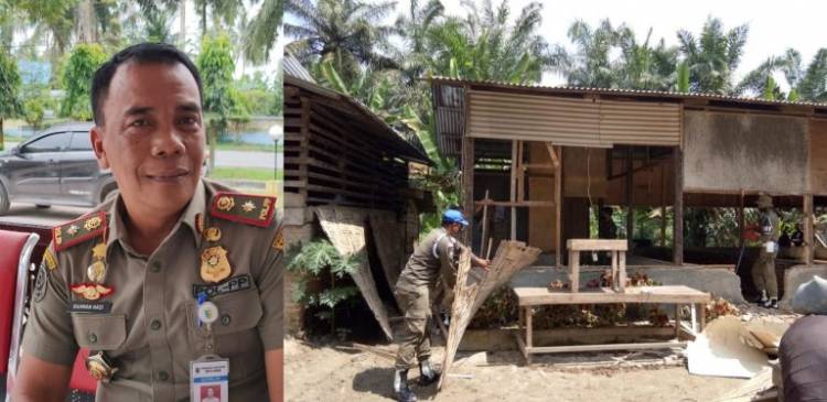 Jadi Tempat Maksiat dan Kejahatan, Satpol PP Batubara Robohkan Warung Remang-remang