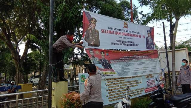 Polsek Medan Helvetia Turunkan Spanduk, Maklumat Kapolri: Terapkan New Normal