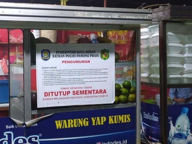 Satgas Covid-19 Kota Medan Segel Tempat Usaha Tak Taat Prokes