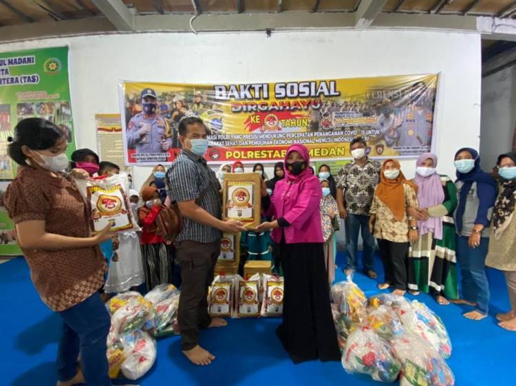 Satres Narkoba Polrestabes Medan Gulirkan Sembako di Panti Asuhan Jannatul Iqram Madani