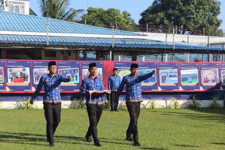 Gunakan Baju Korpri, Lapas Binjai Kanwil Kumham Sumut Gelar Upacara Nasional