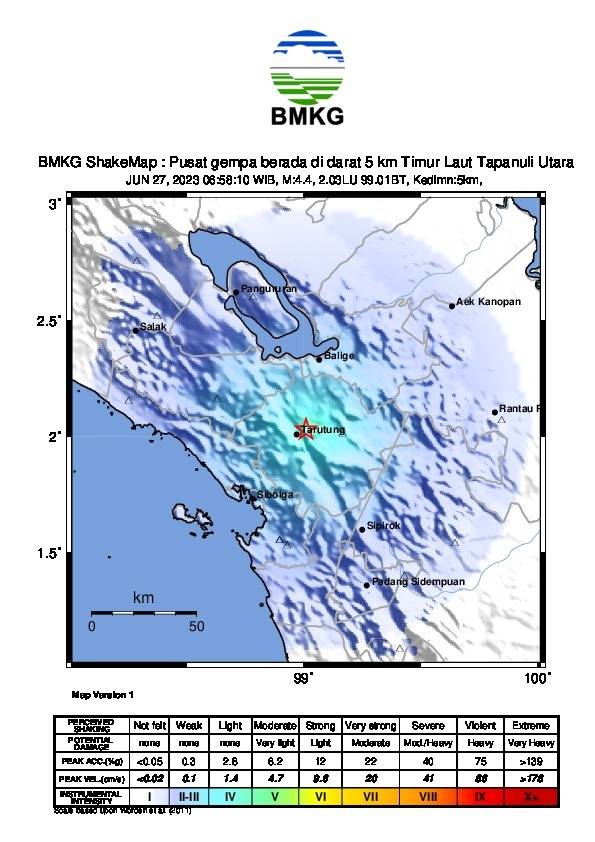 Taput Diguncang Gempa Bumi M4,4 Subuh Tadi