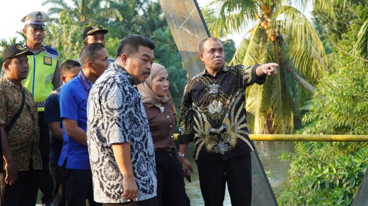 Pj Bupati Langkat Meninjau Langsung Titi Besi yang Roboh di Batang Serangan
