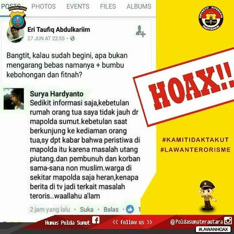 Penyerangan ke Mapoldasu Bukan Masalah Hutang, Murni Terkait Teroris