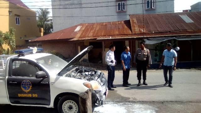 Mobil Patroli Dishub Deli Serdang Terbakar