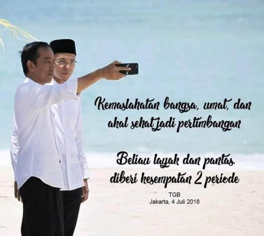 Presiden Jokowi Apresiasi Dukungan TGB Zainul Majdi Untuknya di Pilpres 2019
