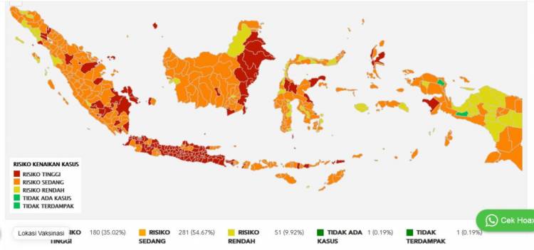 Lima Kabupaten/Kota Masuk Zona Merah, Tak Satupun Zona Hijau