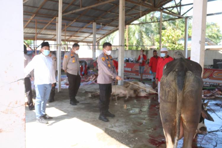 Polresta Deli Serdang Sembelih 10 Ekor Sapi dan 9 Ekor Kambing saat Hari Raya Idul Adha 1442 H