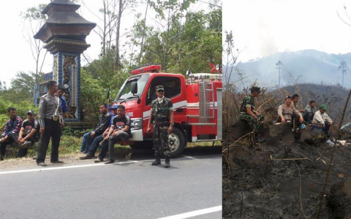 Personel Kodim 0207/Simalungun Padamkan Api Kebakaran Hutan di Gunung Sipiso-piso